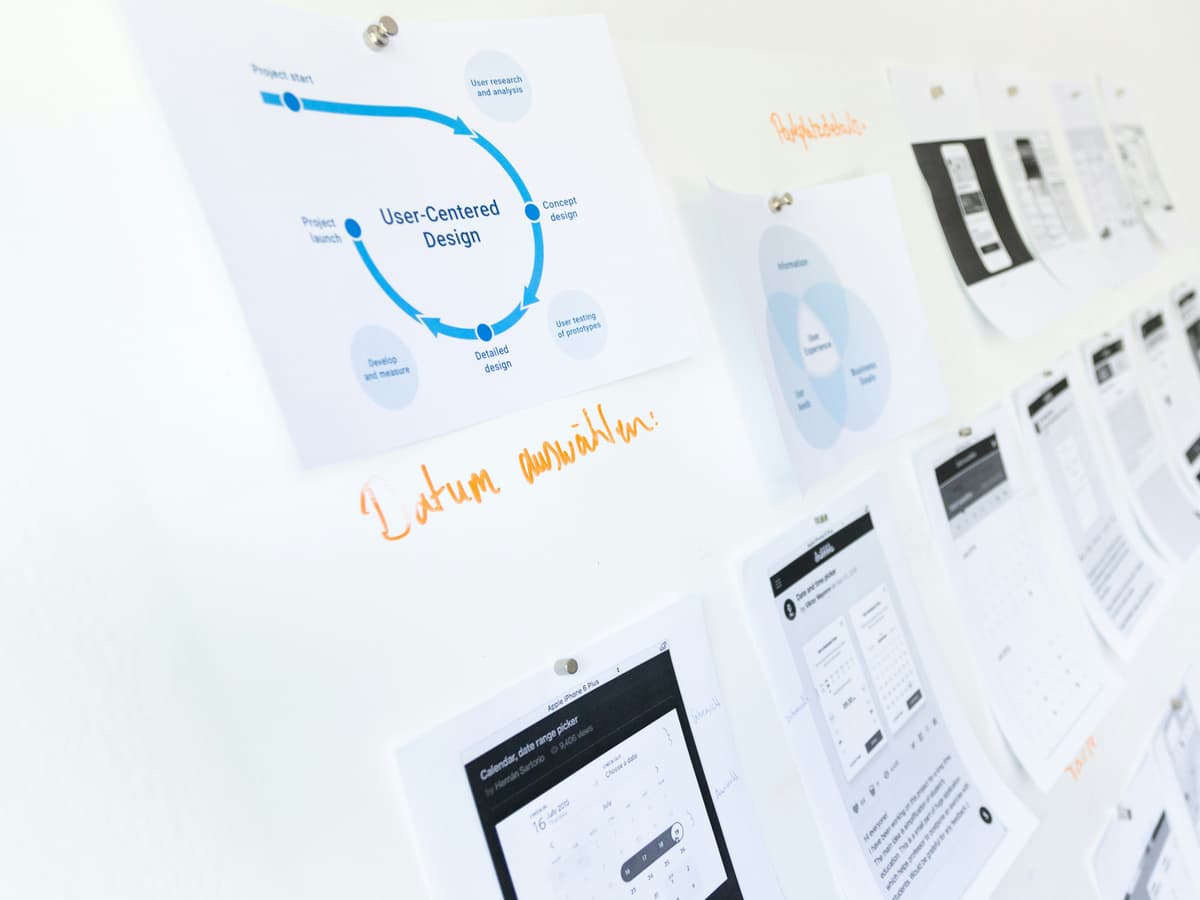 Wall of process diagrams representing intelligent workflow design